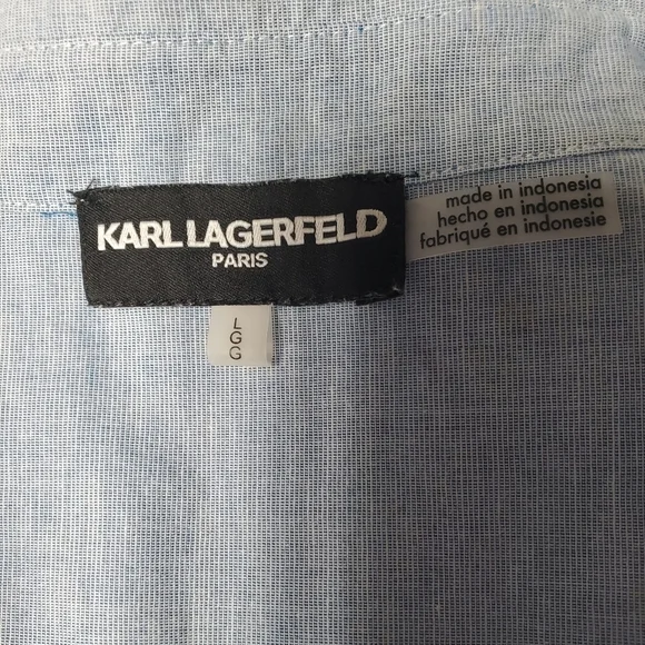 Karl Lagerfeld Ruffle Pearlsnap Blouse Size Large - Picture 5 of 8